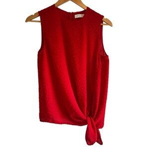 Babaton Hopkins tie front sleeveless blouse red chiffon XS excellent condition